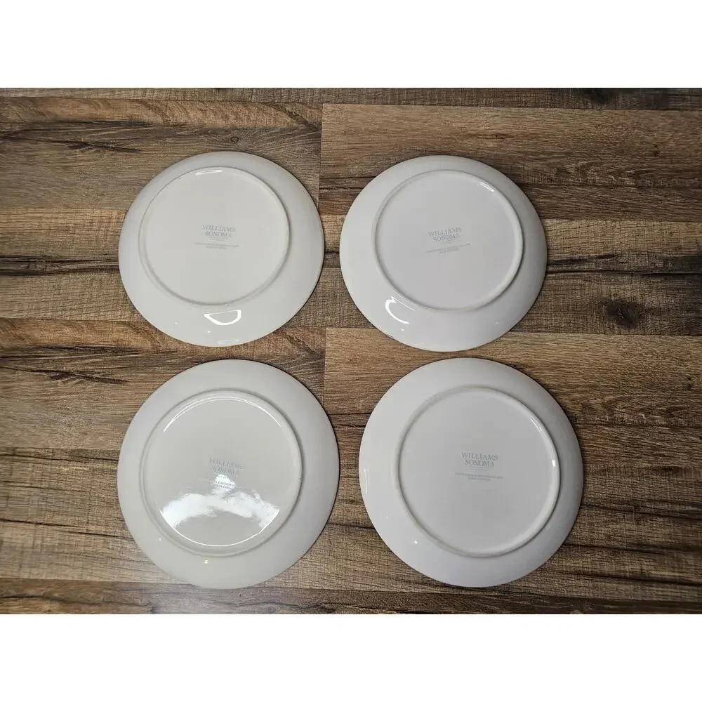 Williams Sonoma Blue Damask Easter Bunny Rabbit Salad‎ Dessert Plates Set Of 4